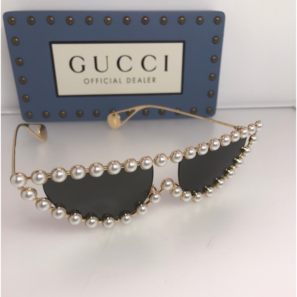 GUCCI HOLLYWOOD FOREVER GG0364S 004 GOLD WITH PEARL - Picture 3 of 17